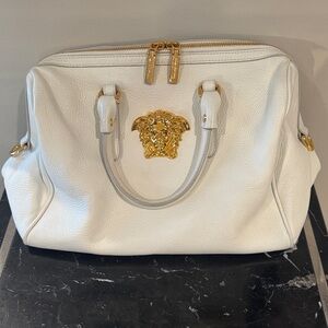 Versace rare vintage White Satchel with Gold Medusa Detail